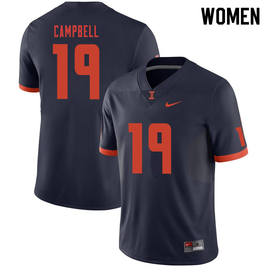 Women #19 Dalevon Campbell Illinois Fighting Illini College Football Jerseys Sale-Navy